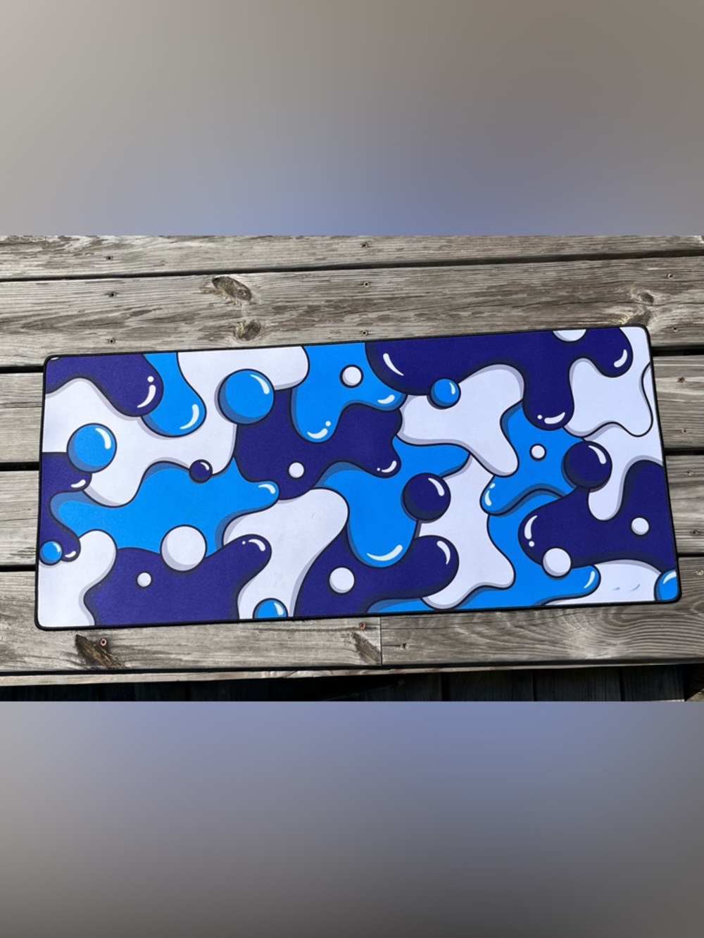 Abstract Blue & White Graphic XXL Mousepad